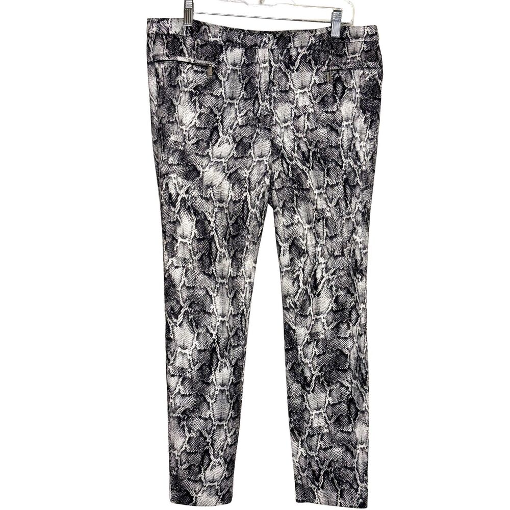 Zara Snakeskin Skinny Zipper Ankle Pants Gray L